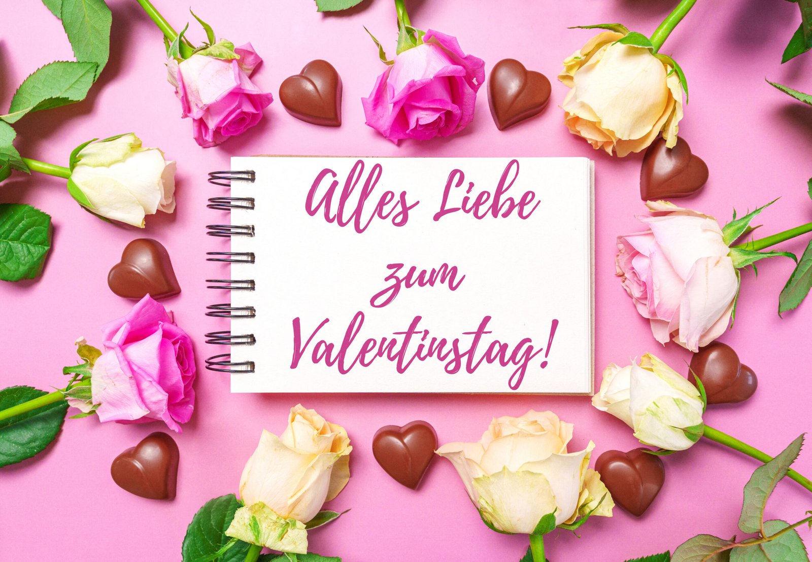 Bonne Saint-Valentin&nbsp;! – Messages avec des roses et un cœur (images redimensionnées)