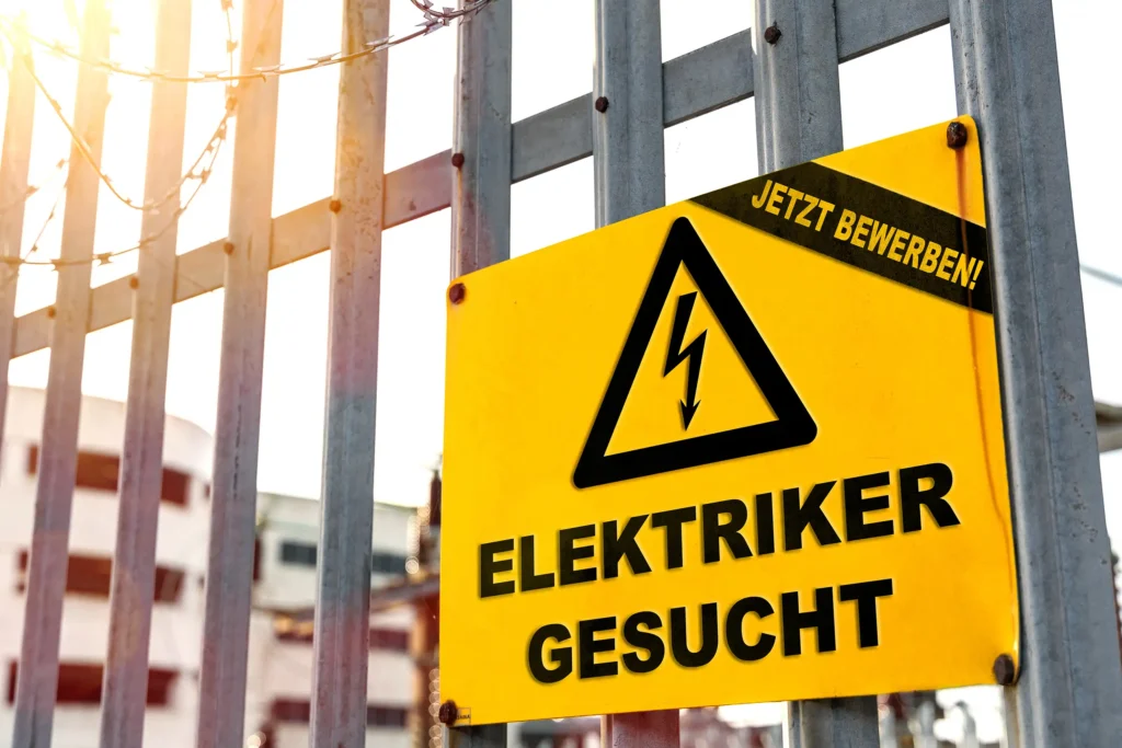 Elektriker gesucht Schild, Stellenanzeige