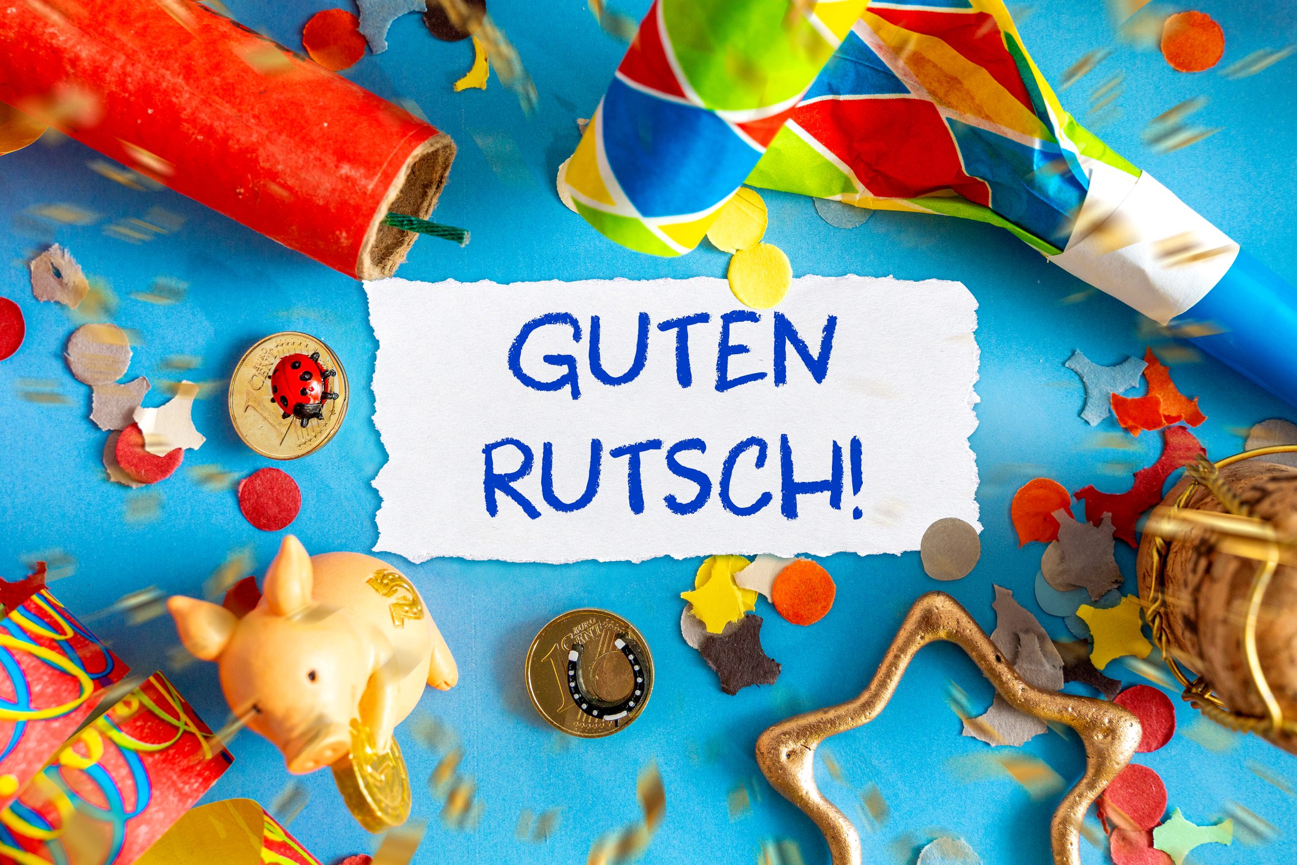 guten rutsch! mit glückssymbolen