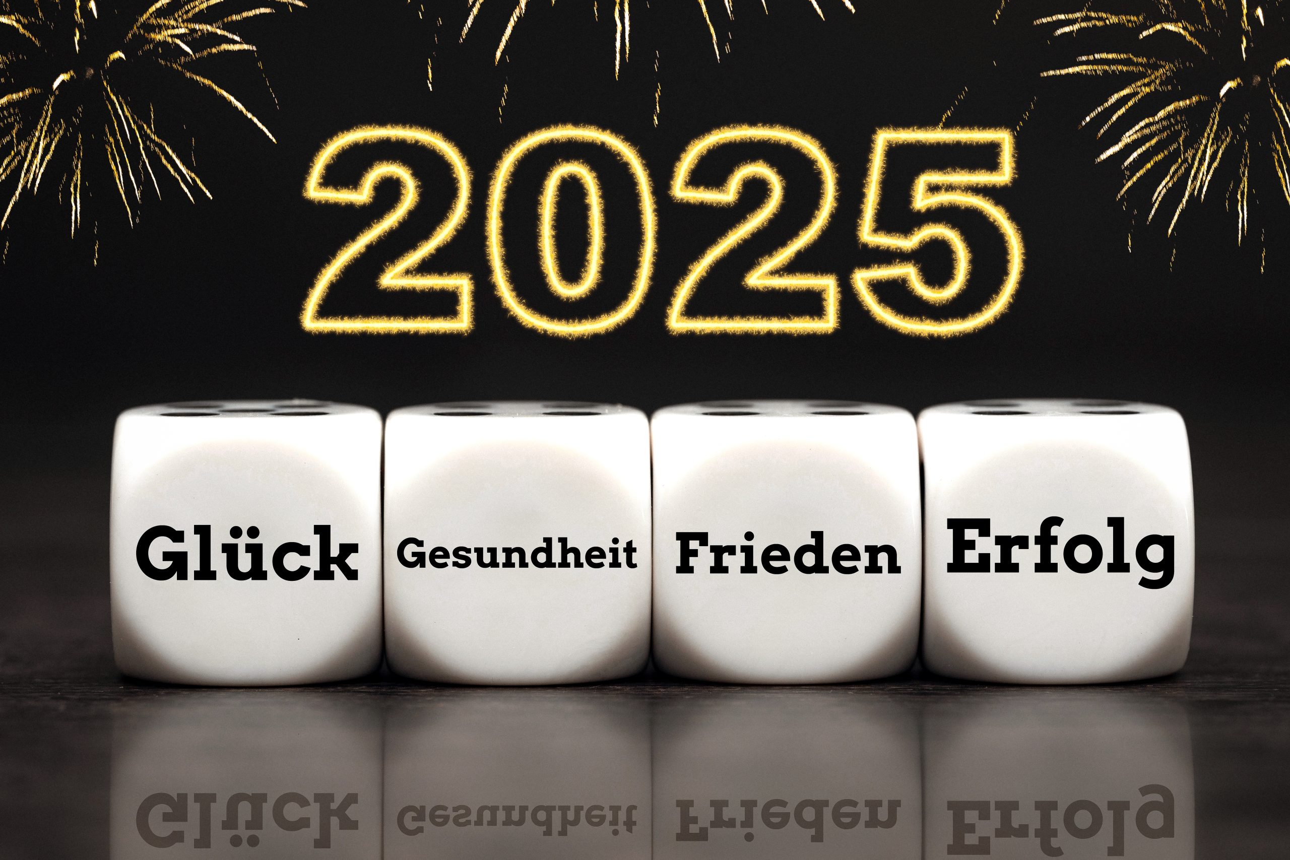 neujahrswünsche 2025 mit den worten glück, gesundheit, frieden und erfolg