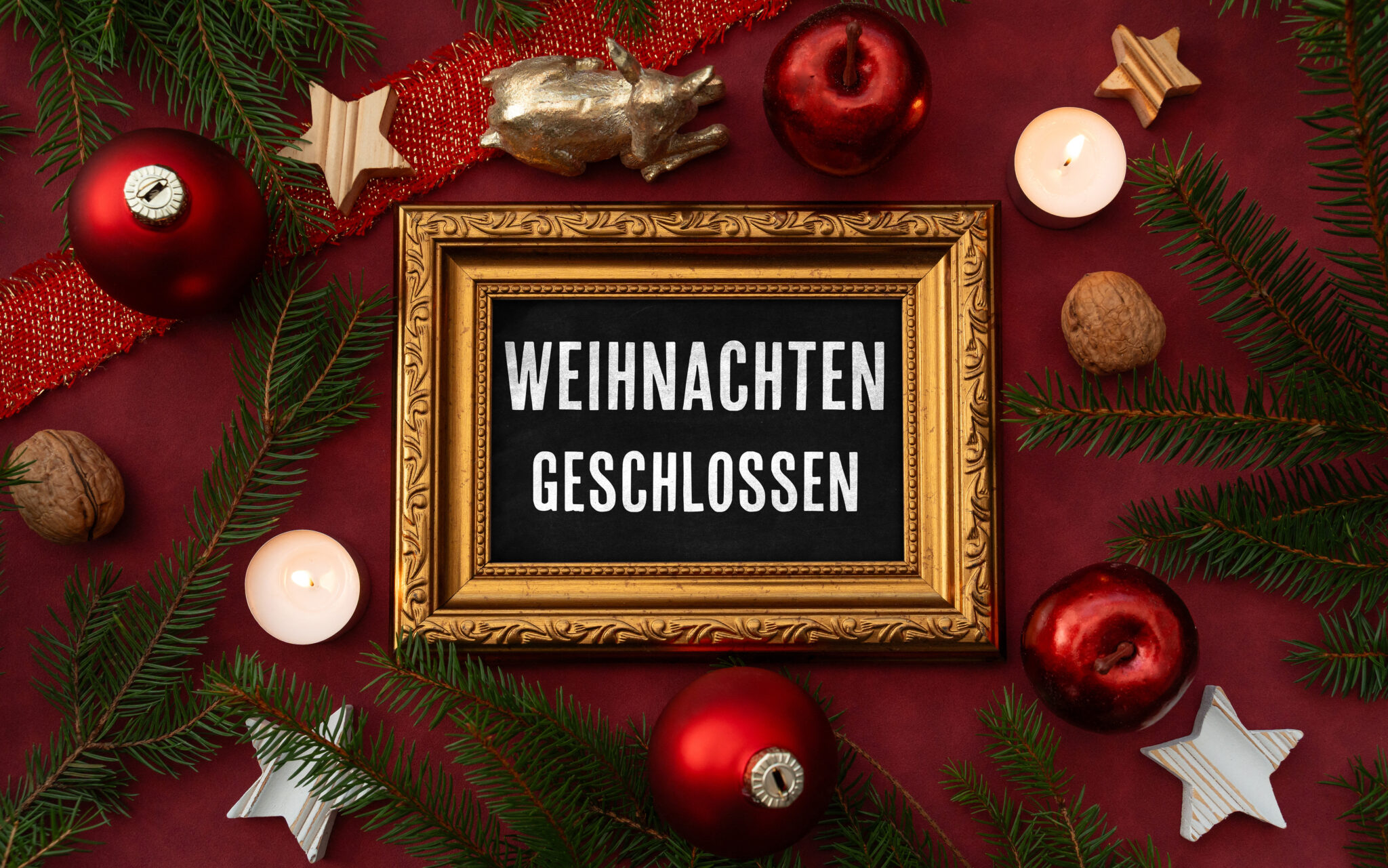 weihnachten geschlossen goldenes schild 2