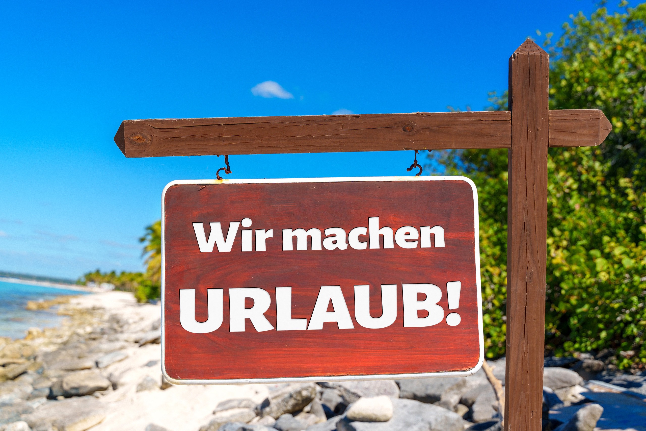 wir machen urlaub schild bilder